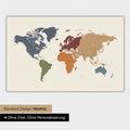 World map in multicolor vivid with printed quote by Anthony Bourdain, which can be replaced with any other quote during personalization