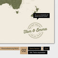 Alternatives motif pour une personnalisation avec ton nom sur une carte du monde en couleur Olive Green