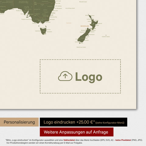 Carte du monde TRAVEL® Poster Premium – Vert Olive