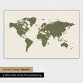 Carte du monde en version standard neutre et couleur Olive Green