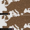 Vergleich einer Weltkarte Leinwand in Braun in deutscher oder optional in englischer Sprache