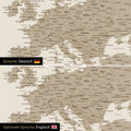 Vergleich einer Weltkarte Leinwand in Desert Sand (Beige) in deutscher oder optional in englischer Sprache