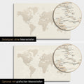 Weltkarte in Gold mit zweidimensionalen Meerestiefen
