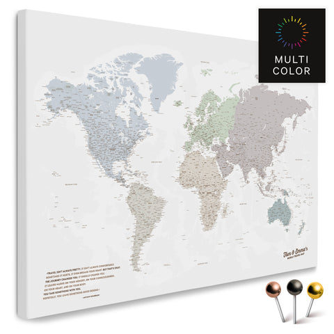Carte du monde de haute qualité en Multicolor Light en tant que toile à épingler, parfaite pour marquer et planifier des voyages, acheter