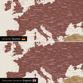 Vergleich einer Weltkarte Leinwand in Multicolor Matt in deutscher oder optional in englischer Sprache