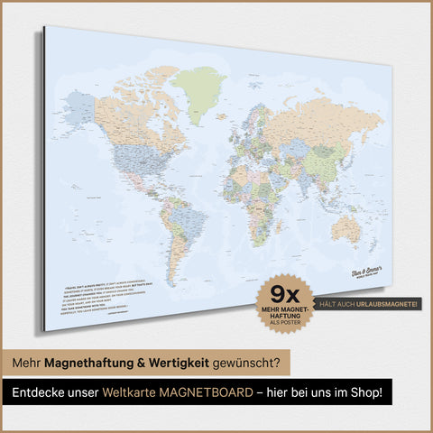 Carte du monde TRAVEL® Poster magnétique – Atlas multicolore