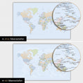 Carte politique du monde en couleur Multicolore Atlas avec profondeurs marines bidimensionnelles