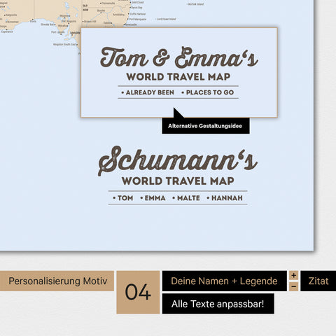 Poster Weltkarte in Multicolor Atlas mit Personalisierung als Familien-Logo