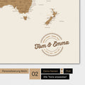 Alternatives Motiv für eine Personalisierung mit deinem Namen auf einer Weltkarte als Poster in Bronze