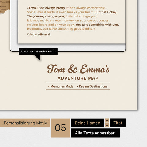 Carte du monde TRAVEL® Poster Premium – Bronze
