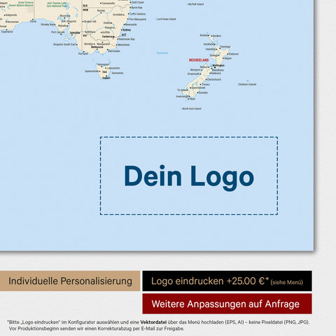 Weltkarte Poster in Multicolor Classic mit eingedrucktem Firmenlogo