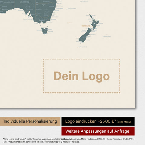 Weltkarte Poster in Multicolor Vivid mit eingedrucktem Firmenlogo