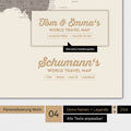 Poster Weltkarte in Warmgray (Braun-Grau) mit Personalisierung als Familien-Logo