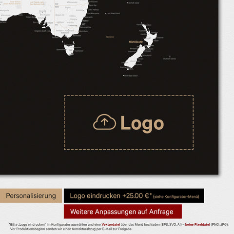 Carte du monde TRAVEL® Poster Premium – Noir foncé (Noir et blanc)