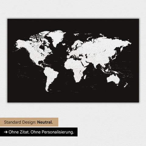 Carte du monde en version standard neutre et couleur Noir et blanc