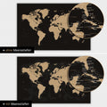 Carte du monde en couleur Sonar Black (noir et or) avec profondeurs marines bidimensionnelles