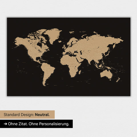 Carte du monde en version standard neutre et couleur Sonar Black (noir et or)