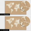 Carte du monde en couleur Treasure Gold avec profondeurs marines bidimensionnelles