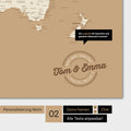 Alternatives motif pour une personnalisation avec ton nom sur une carte du monde en couleur Treasure Gold