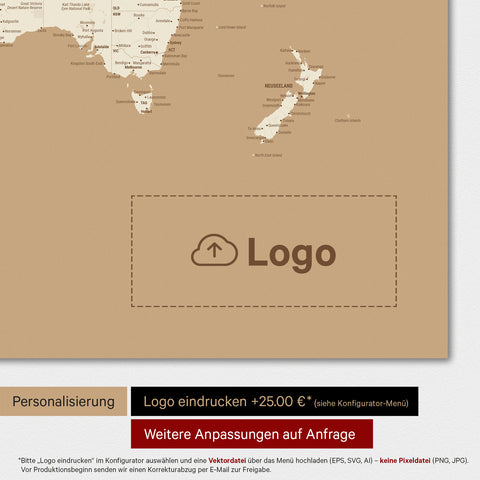 Carte du monde TRAVEL® Poster Premium – Or Trésor